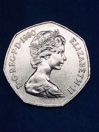 Moneta 50 New Pence 1980 Regina Elisabetta II