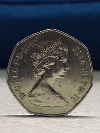 Moneta 50 New Pence 1980 Regina Elisabetta II