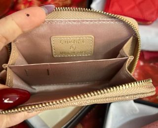 Porta carte Chanel beige oro