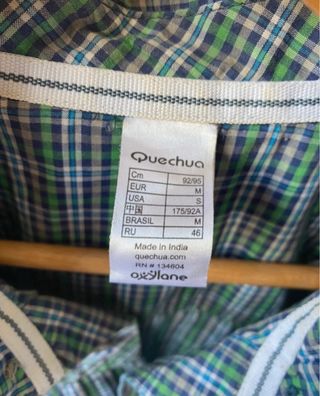 Camisa Quechua cuadros azul y verde