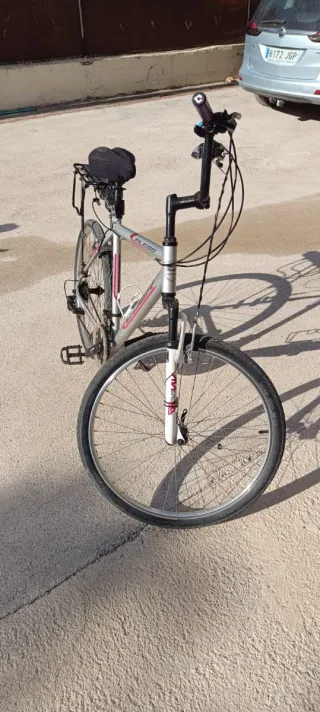 Bicicleta de montaña plateada