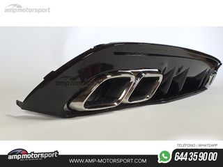 DIFUSOR TRASERO CON COLAS CROMADAS PARA MERCEDES CLASE C KOMBI/SEDAN W205 NEGRO BRILLO