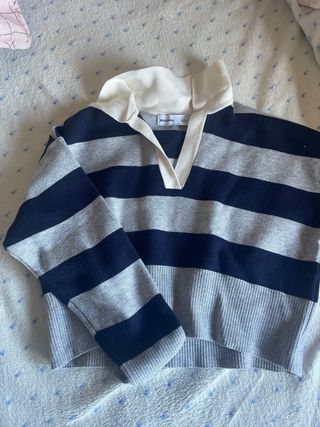 Jersey Bershka rayas azul y gris