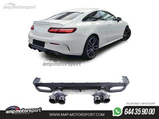 DIFUSOR TRASERO NEGRO MATE CON COLAS REDONDAS NEGRAS PARA MERCEDES CLASE E COUPE C238