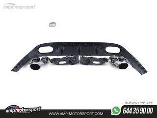 DIFUSOR TRASERO NEGRO MATE CON COLAS REDONDAS NEGRAS PARA MERCEDES CLASE E COUPE C238