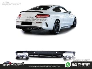 DIFUSOR TRASERO CON COLAS NEGRAS PARA MERCEDES CLASE C COUPE C205 NEGRO BRILLO