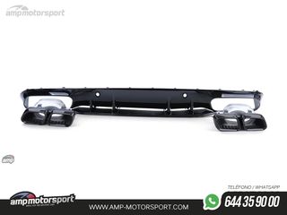 DIFUSOR TRASERO CON COLAS NEGRAS PARA MERCEDES CLASE C COUPE C205 NEGRO BRILLO