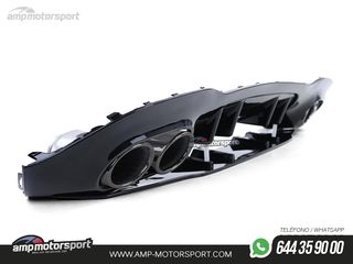 DIFUSOR TRASERO NEGRO BRILLO CON COLAS REDONDAS NEGRAS PARA MERCEDES CLASE A W177