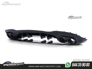 DIFUSOR TRASERO NEGRO BRILLO CON COLAS REDONDAS NEGRAS PARA MERCEDES CLASE A W177