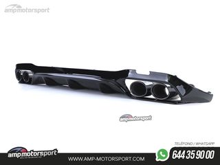DIFUSOR TRASERO NEGRO BRILLO CON COLAS REDONDAS NEGRAS PARA MERCEDES CLASE E W213