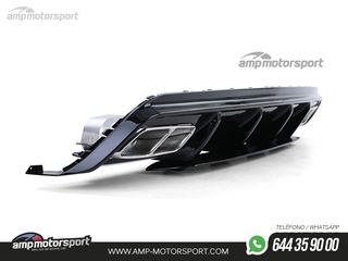 DIFUSOR TRASERO NEGRO BRILLO CON COLAS CROMADAS PARA MERCEDES CLASE A W176