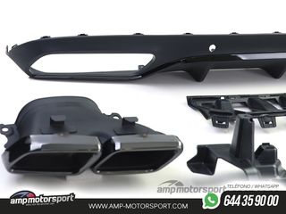 DIFUSOR TRASERO MERCEDES CLASE C COUPE C205 NEGRO MATE COLAS NEGRAS PARA