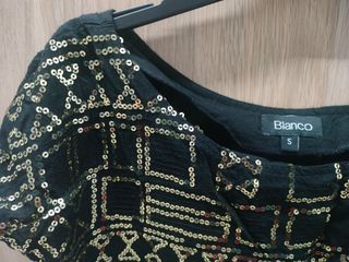 Vestido fiesta lentejuelas dorado negro talla S