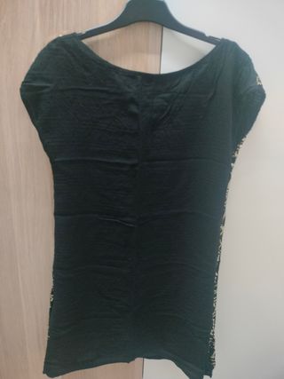 Vestido fiesta lentejuelas dorado negro talla S