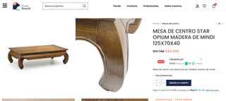 Mesa de centr opio maciza con cristal