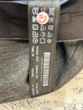 Pantalón lana fina rayas granate