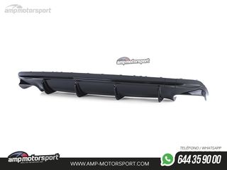 DIFUSOR TRASERO NEGRO BRILLO CON COLAS NEGRAS PARA MERCEDES CLA C117