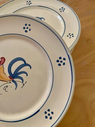 Set 4 piatti ceramica dipinti a mano gallo