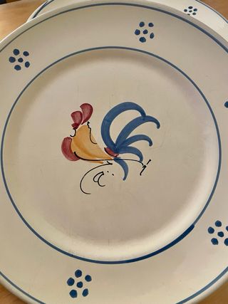 Set 4 piatti ceramica dipinti a mano gallo