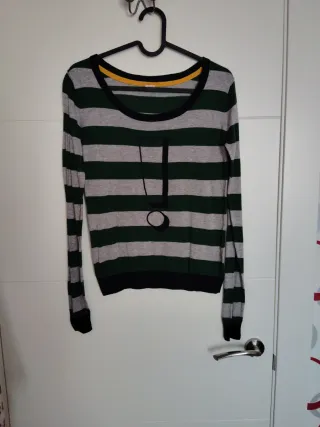 Jersey rayas verde y gris