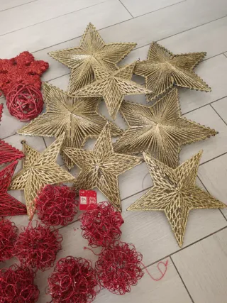 Decorazioni Natalizie Stelle e Palle Rosse Oro