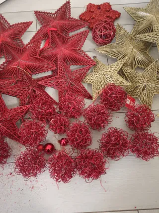 Decorazioni Natalizie Stelle e Palle Rosse Oro