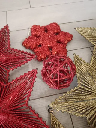 Decorazioni Natalizie Stelle e Palle Rosse Oro