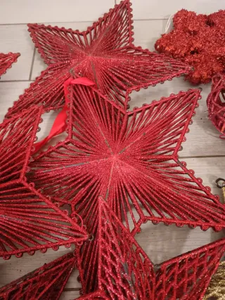 Decorazioni Natalizie Stelle e Palle Rosse Oro