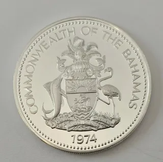 Bahamas 5 Dollari Argento 1974