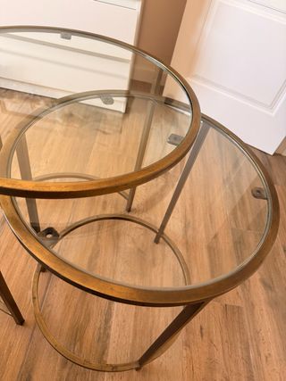 Mesas nido cristal y metal dorado ESCUCHO OFERTAS