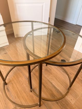Mesas nido cristal y metal dorado ESCUCHO OFERTAS