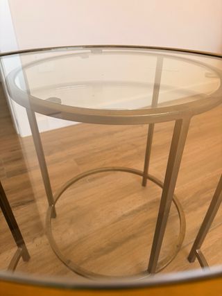 Mesas nido cristal y metal dorado ESCUCHO OFERTAS