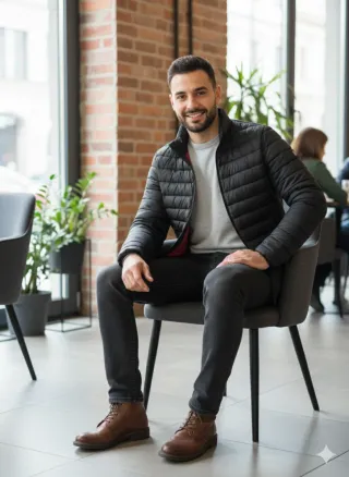 Chaqueta acolchada C&A negra y roja