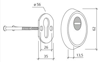 Tesa Assa Abloy E700L26LN Escudo de alta seguridad