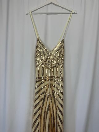 Vestido Lentejuelas Babeyond Beige/Oro