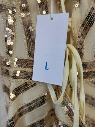 Vestido Lentejuelas Babeyond Beige/Oro