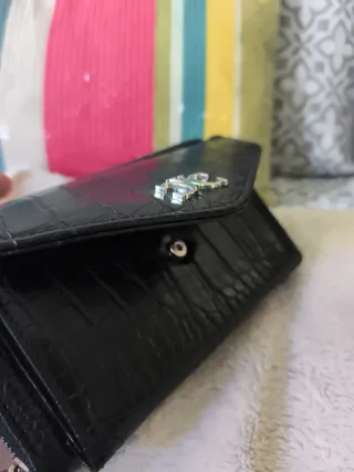 Bolso Cartera Efecto Cocodrilo Negro