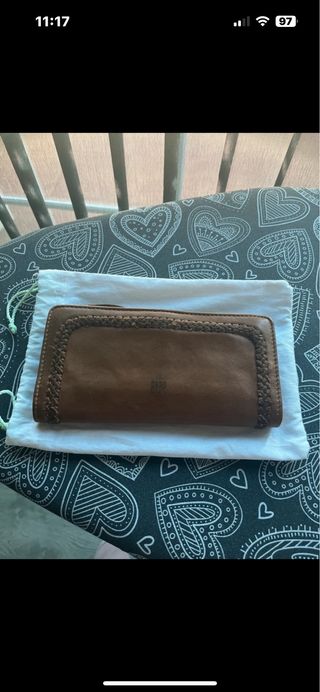 Cartera Biba Marrón Cuero Trenzado