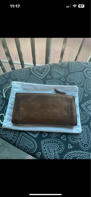 Cartera Biba Marrón Cuero Trenzado