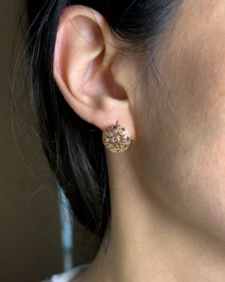 Pendientes Oro 18k Antiguos con Circonitas
