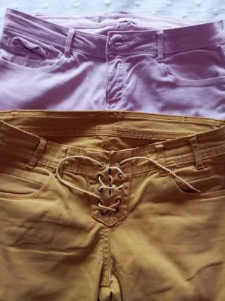 2 Pantalones Mujer Mostaza y Lila