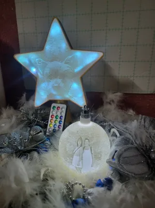 Bola y estrella Navidad personalizadas con luz
