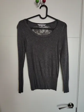 Jersey Clockhouse gris talla S con encaje