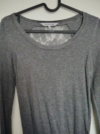 Jersey Clockhouse gris talla S con encaje