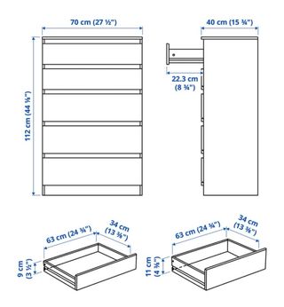 Cómoda 5 cajones blanca IKEA 70x112cm