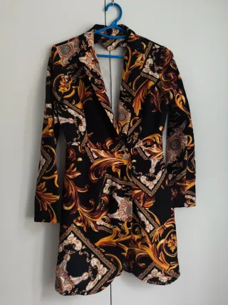 Chaqueta larga estampada dorada