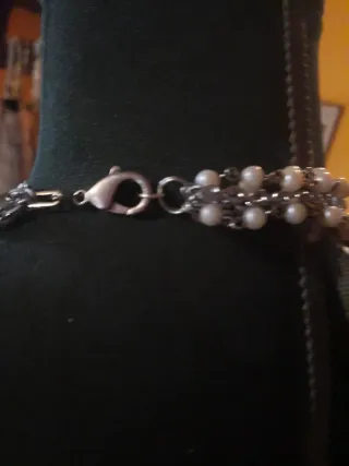 Collana multistrato perle e catena argento