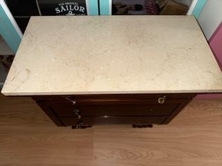 Mueble bar/mesita antigua madera y mármol