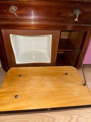 Mueble bar/mesita antigua madera y mármol