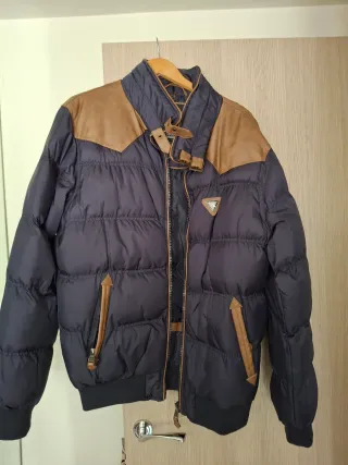 Chaqueta acolchada canadian peak azul y marrón